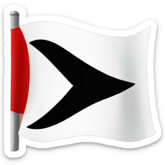 Red flag with a white circle in center and a black X letter inside. sticker