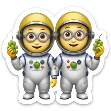 two minions with space suits eating grapes sticker