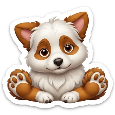 white dog with brown spots laying down with paws crossed on top of eachother sticker