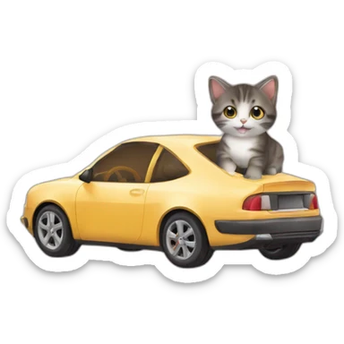 Chaton en voiture  sticker