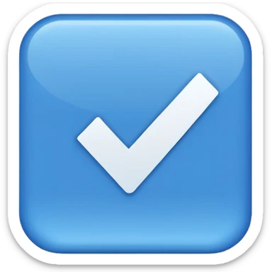 blue check mark in a square sticker