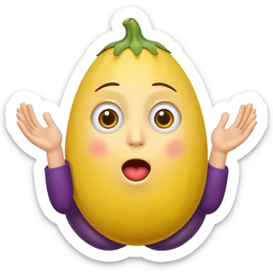 Yellow 😳 face holding a eggplant with two hands ￼ sticker