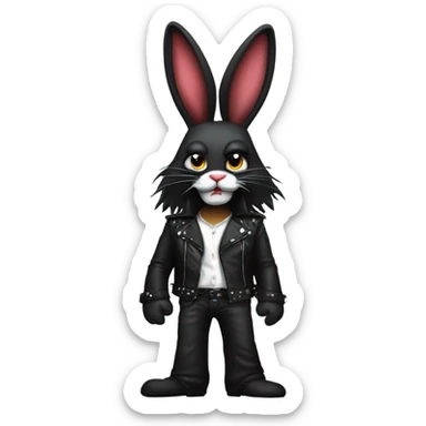 Rabbit dressed like Gene Simmons  sticker