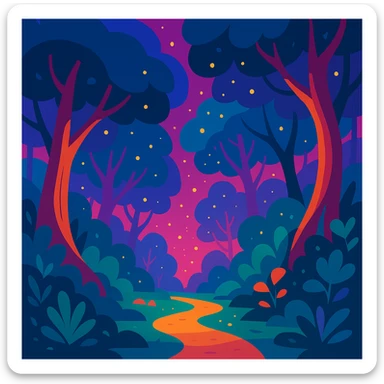 enchanted forest with magical colors sticker