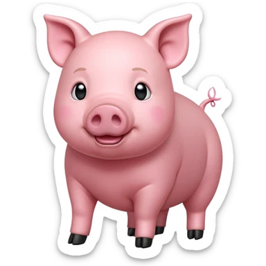 cinematic-[realistic pig]-realistic-full-body-standing-emoji,-tail-flicking-lazily,-head-tilted-dramatically,-sleek-[pink]-skin,-simplified-yet-realistic-focused-features,-highly-detailed,-glowing-with-an-almost-sarcastic-glow sticker