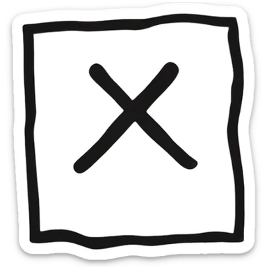 a square sheet of paper with sloppy text and a lot of crossed out marks sticker