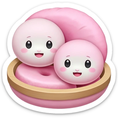 2 cute japanese mochi kawaii in pastel sticker
