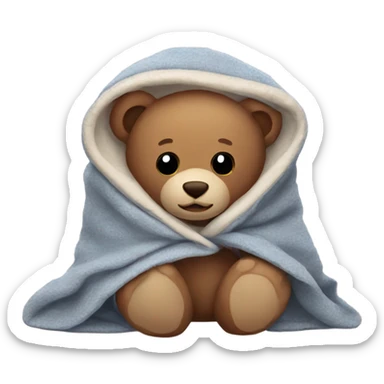 teddy bear cozy in blanket sticker