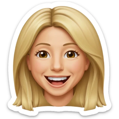 Jennifer Aniston as an emoji, laughing, blonde hair sticker