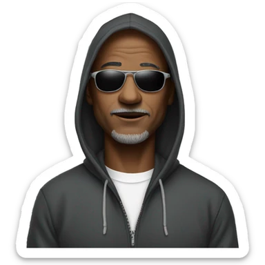 mature man in hoodie with shades on sticker