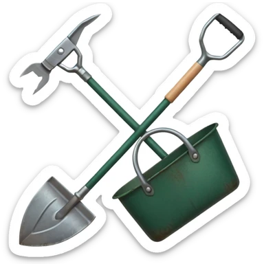gardening tool dark green  sticker