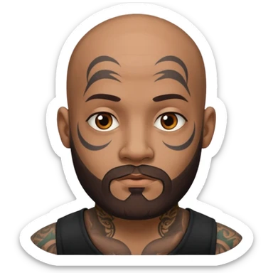bald bearded man with face tattoo sticker