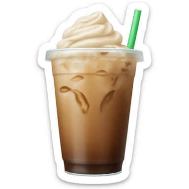 iced coffee with beige straw sticker