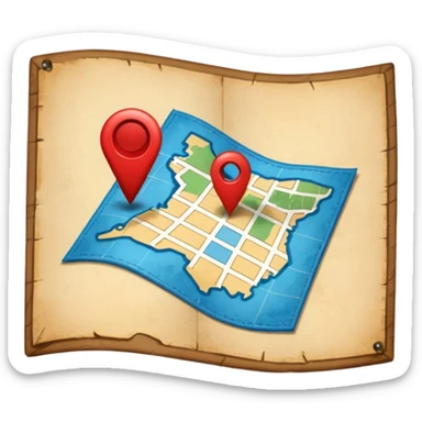a map with a pin sticker