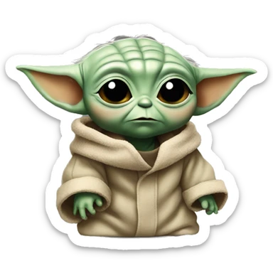 Baby Yoda is very sad sticker