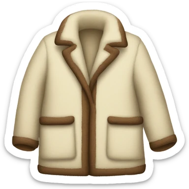 Beige Sherpa coat with brown trim on seams sticker