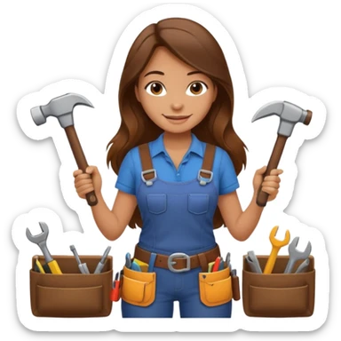 beautiful girl with long brown hair constructing new lounge room sticker
