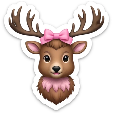 Deer with pink bows hanging from antlers sticker