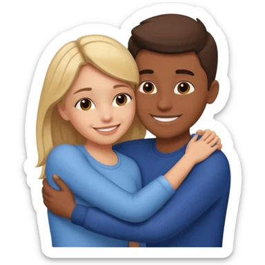 Girl hug a boy friend european bold sticker