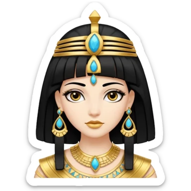 Cleópatra branca cabelos preto sticker