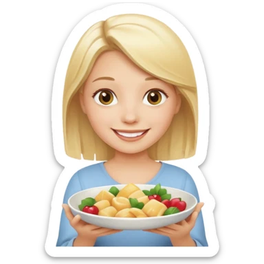 generate an emoji a blond girl holding a dish  sticker