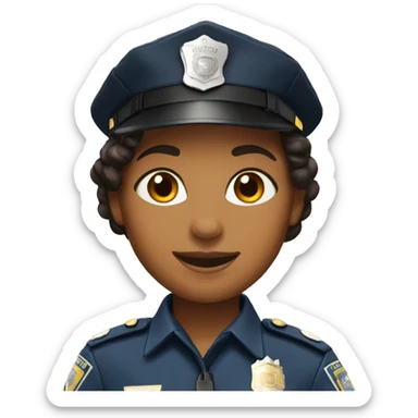 A police woman, brown skin, happy sticker