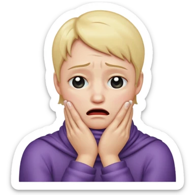 Plain crying emoji with two hands rapped around neck sticker