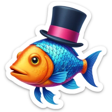 a fish wearing a top hat sticker