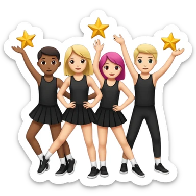 Schüler die auf einer schwarzen bühne tanzen mit dunlem hintergrund sticker