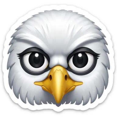 simple eagle emoji DOT eyes, only pupils, solid black , no iris, no Sclera sticker