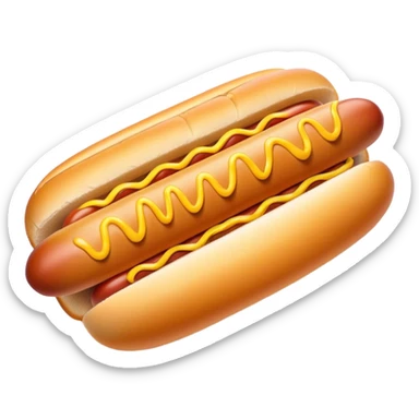 Cinematic Realistic Hot Dog Dish Emoji, featuring a classic hot dog in a bun topped with mustard and relish rendered with crisp textures and vibrant, dynamic lighting. sticker
