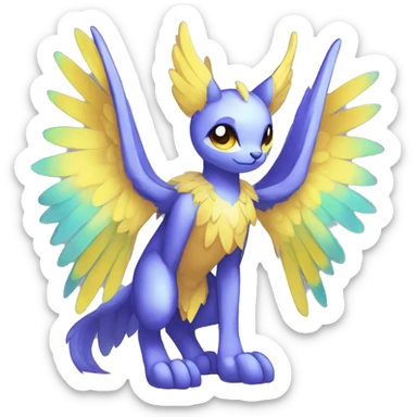 Anthro Sona Colorful Shy Winged Shiny Fakemon-Fantasy-Creature Full Body sticker