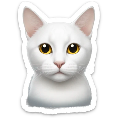 White cat with two black dots on head sticker
