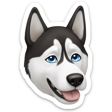 Black and white husky dog with a left blue eye and right brown eye  sticker