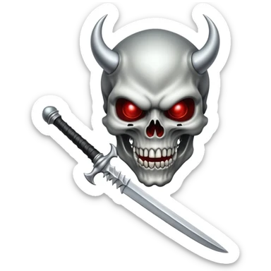 Devil skull biting a dagger sticker