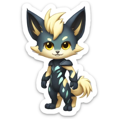 Anthro-Edgy-Cool-Contrast-Colors-Fantasy-Fur-Sona-Chibi-Shiny-Fakémon-Hybrid full body sticker