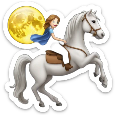 Je veux un emoji d’une belle fille assises sur la lune à cheval sticker