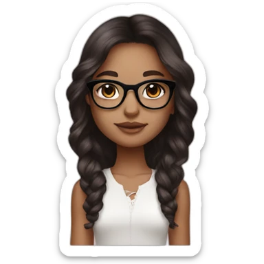 young white girl with rose gold glasses and black to brown ombre hair sticker