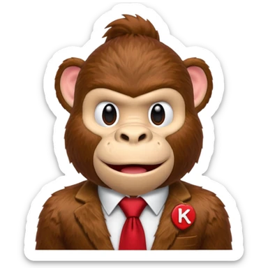 Donkey Kong🦍 with red tie with his initials (DK) on sticker