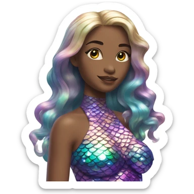 mermaid, model, magical, iridescent, mystical, shiny, holographic, highlights, scales  sticker