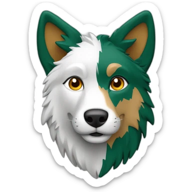 Loup blanc bandeau vert foncé attaché autour de sa tête sticker