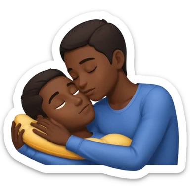 1 Dark skin male , 1 light skin dark hair male,spooning, kissing, touching, in love sticker