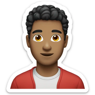 Guy with red t-shirt black hair light skin blue eye sticker