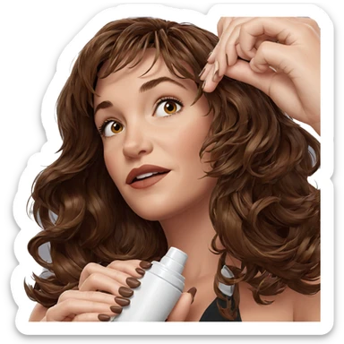 brown haired girl with polish sticker