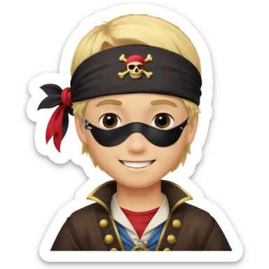 boy with blond hair that is dressed as a pirate sticker