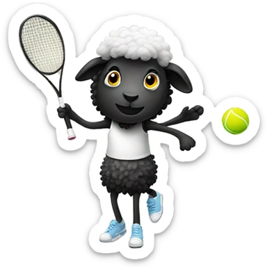 black sheep playing tennis  sticker