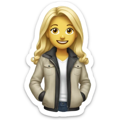 blonde girl smiling in jacket sticker