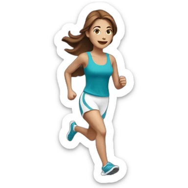 running white skin woman, brown hair sticker