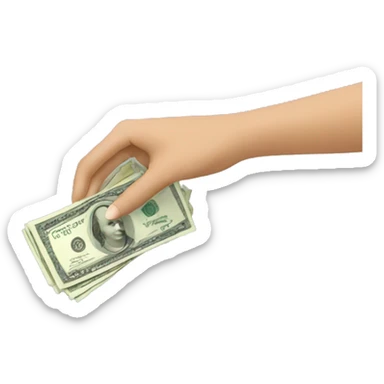 women hand giving money sticker