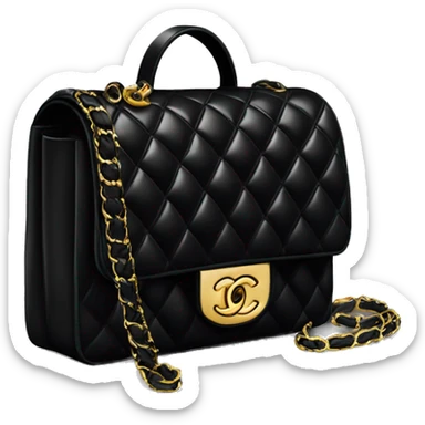 Black chanel quilted bag with gold accents sticker